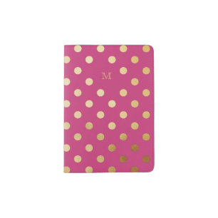 Hot Pink and Gold Polka Dot Passport Holder