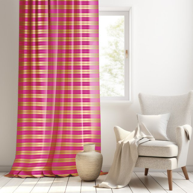 Hot-pink and gold stripes pattern blackout curtains (Creator Uploaded)