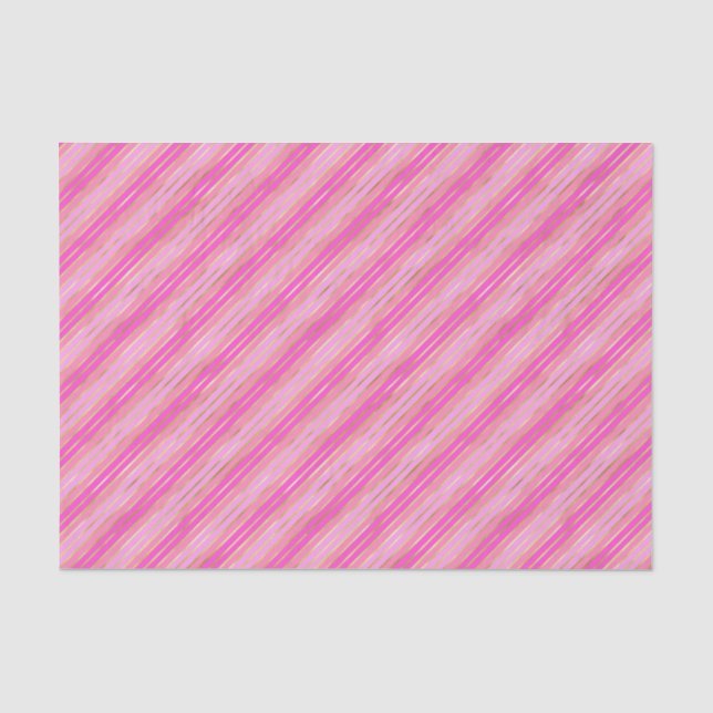 Hot Pink and Gold Stripes Tissue Paper (Front)