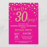 Hot Pink and Gold Surprise 30th Birthday Diamond Invitation<br><div class="desc">Surprise 30th Birthday Invitation with Hot Pink and Gold Glitter Diamond Background. Gold Confetti. Adult Birthday. Male Men or Women Birthday. For further customization,  please click the "Customize it" button and use our design tool to modify this template.</div>