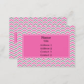 Hot Pink and Gray Chevron Pattern Business Card (Front/Back)