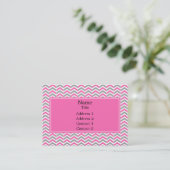 Hot Pink and Gray Chevron Pattern Business Card (Standing Front)
