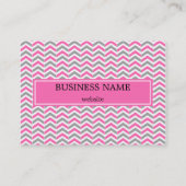 Hot Pink and Gray Chevron Pattern Business Card (Back)