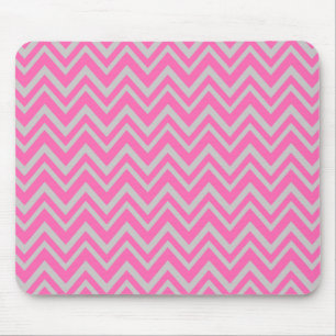 Hot Pink and Gray Zigzag Pattern Mouse Pad