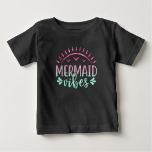 Hot Pink and Green Glitter Mermaid Vibes Baby T-Shirt