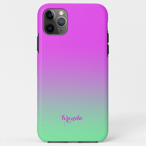Hot pink and green ombre iPhone 11 pro max case