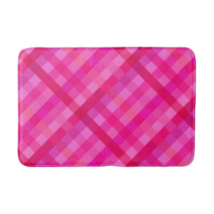 Hot pink and lavender plaid bathroom mat