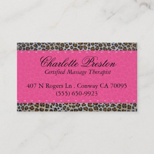 Customizable Hot pink and leopard business card