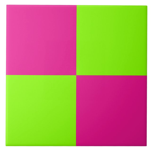 Hot Pink and Lime Green Checkerboard Tiles (Front)