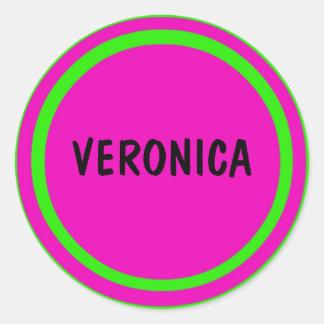 Hot Pink and Lime Green Circles Classic Round Sticker