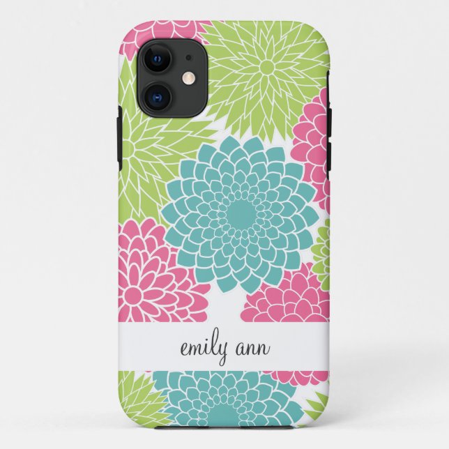 Hot Pink and Lime Green Flowers iPhone 5 Cover (Back)