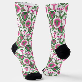 Hot Pink and Lime Green Hipster Goats Socks