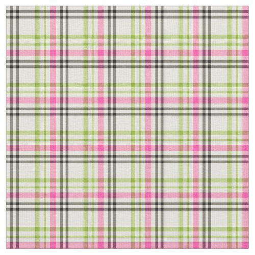 Hot Pink and Lime Green Vintage Plaid Fabric