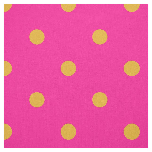 Hot Pink and Marigold Orange Polka Dot Fabric (Swatch)
