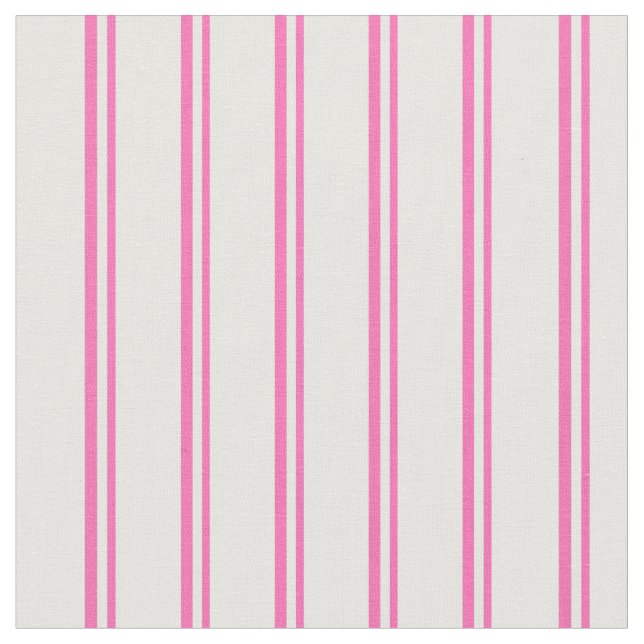 Hot Pink and Mint Cream Stripes/Lines Pattern Fabric (Close Up)