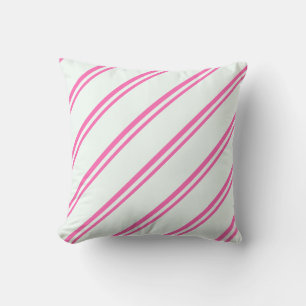 Hot Pink and Mint Cream Stripes/Lines Pattern Throw Pillow