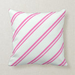 [ Thumbnail: Hot Pink and Mint Cream Stripes/Lines Pattern Throw Pillow ]