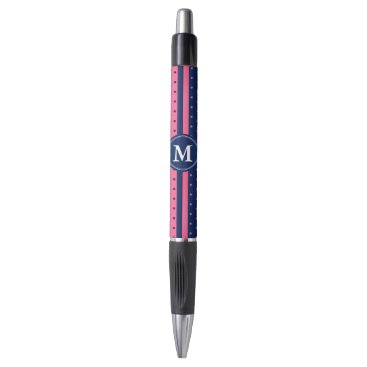 Hot Pink and Navy Blue Polka Dots Pen