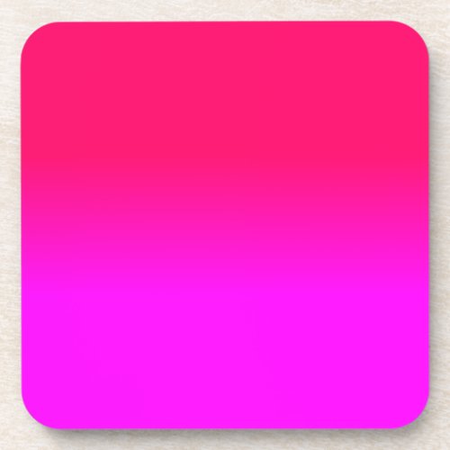 Hot Pink and Neon Pink Ombre Shade Color Fade Beverage Coaster