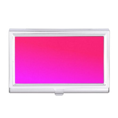 Hot Pink and Neon Pink Ombre Shade Color Fade Business Card Case