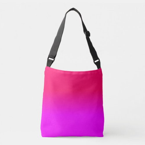 Hot Pink and Neon Pink Ombre Shade Color Fade Crossbody Bag