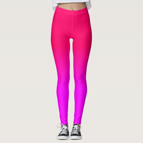 Hot Pink and Neon Pink Ombre Shade Color Fade Leggings