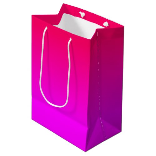 Hot Pink and Neon Pink Ombre Shade Color Fade Medium Gift Bag