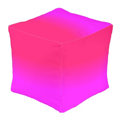 Hot Pink and Neon Pink Ombre Shade Color Fade Outdoor Pouf