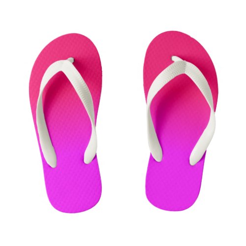 Hot Pink and Neon Pink Ombre Shade Color Fade Scar Kids Flip Flops