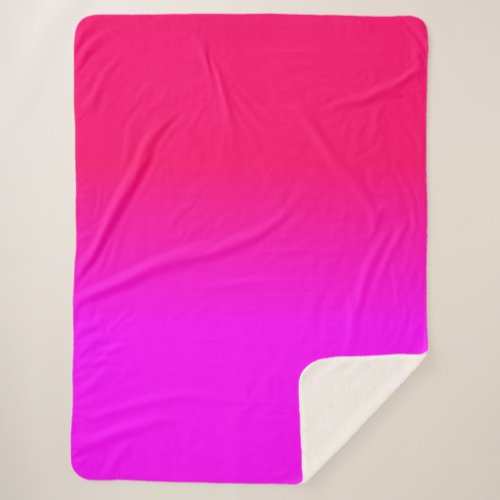 Hot Pink and Neon Pink Ombre Shade Color Fade Sherpa Blanket