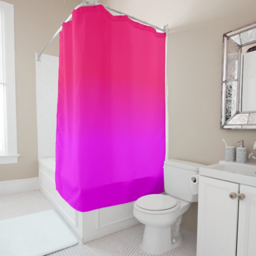 Hot Pink and Neon Pink Ombre Shade Color Fade Shower Curtain