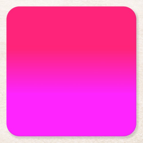 Hot Pink and Neon Pink Ombre Shade Color Fade Square Paper Coaster