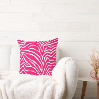 Hot Pink and Off White Zebra Or Any Color Pillow
