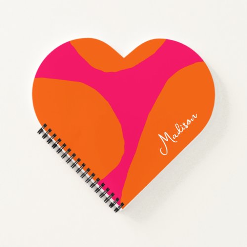 Hot Pink and Orange Abstract Pattern with Any Name Notebook