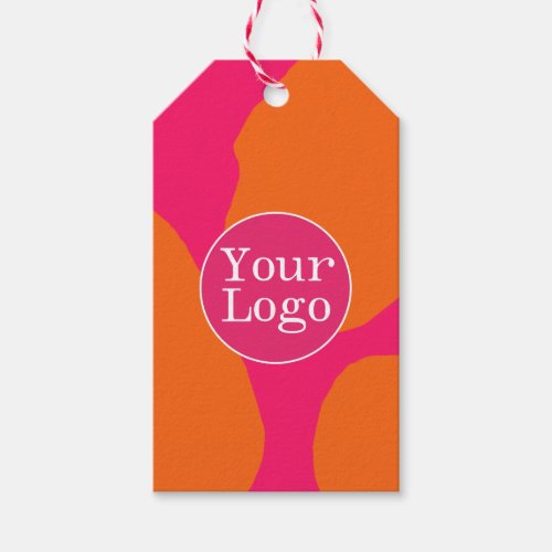 Hot Pink and Orange Abstract Pattern with Logo Gift Tags