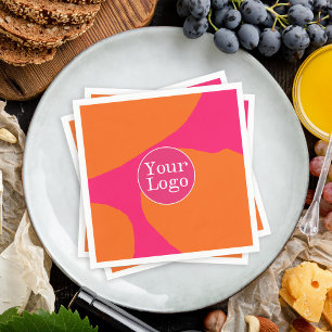 Hot Pink and Orange Abstract Pattern with Logo Napkins