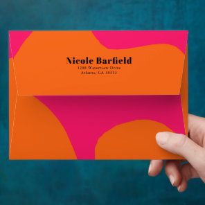 Hot Pink and Orange Abstract with Return Address Envelope