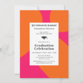 Hot Pink and Orange Arch Photo Graduation Party Invitation (Back)