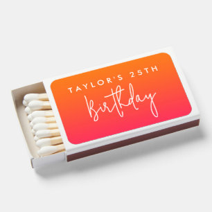 Hot Pink and Orange Bright 25th Birthday for Her Matchboxes