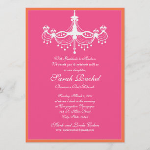 Hot Pink and Orange Chandelier Invitation