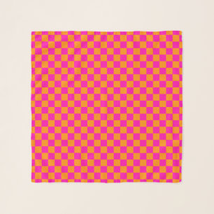 Hot Pink and Orange Checkerboard Jockey Silks Scarf