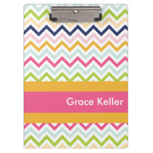 Hot Pink and Orange Chevron Personalized Clipboard