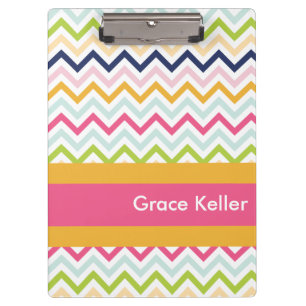 Hot Pink and Orange Chevron Personalized Clipboard