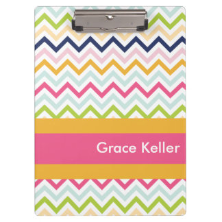 Hot Pink and Orange Chevron Personalized Clipboard