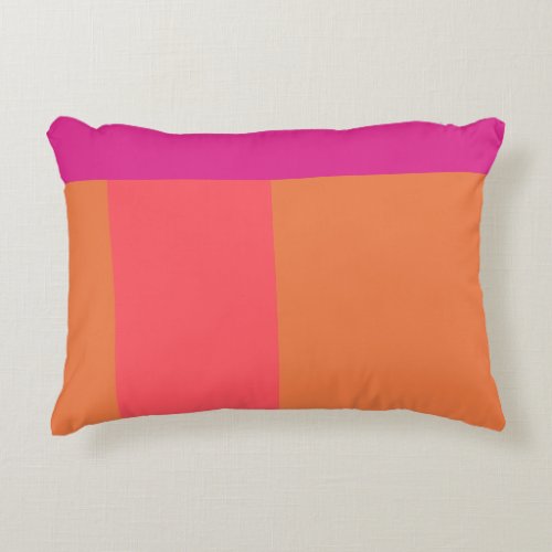 Hot Pink And Orange Color Blocks Accent Pillow