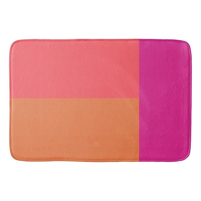 Hot Pink And Orange Color Blocks Bath Mat (Front)