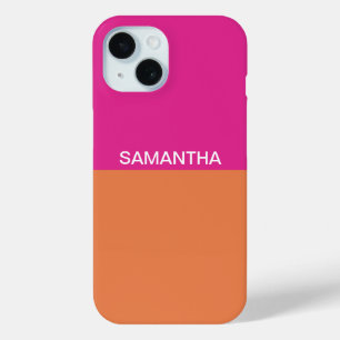 Hot Pink And Orange Color Blocks iPhone 15 Case