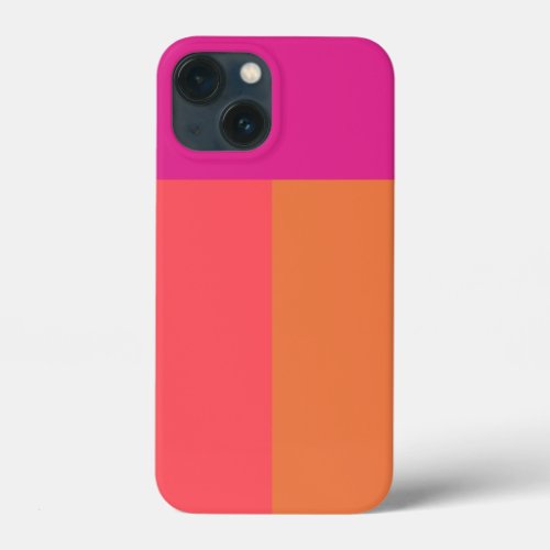Hot Pink And Orange Color Blocks iPhone 13 Mini Case