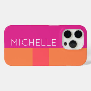 Hot Pink And Orange Color Blocks iPhone 15 Pro Case