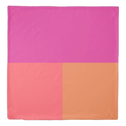 Hot Pink And Orange Color Blocks Duvet Cover